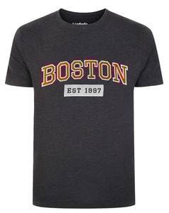 Bigdude – T-Shirt mit Boston-Applikation, Anthrazit